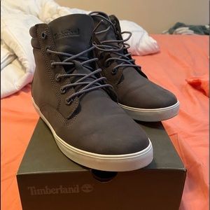 Gray Timberland boots